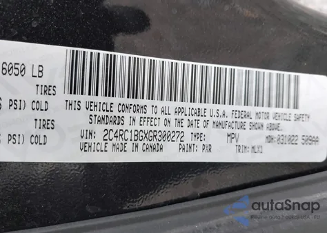 2016 Chrysler Town & Country Touring from USA, damaged, VIN 2C4RC1BGXGR300272